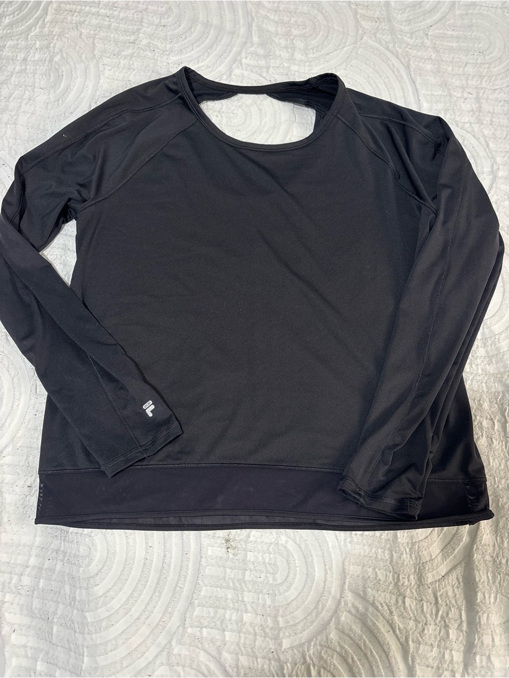 Fila Black Long-Sleeve Athletic Tee with Subtle Logo